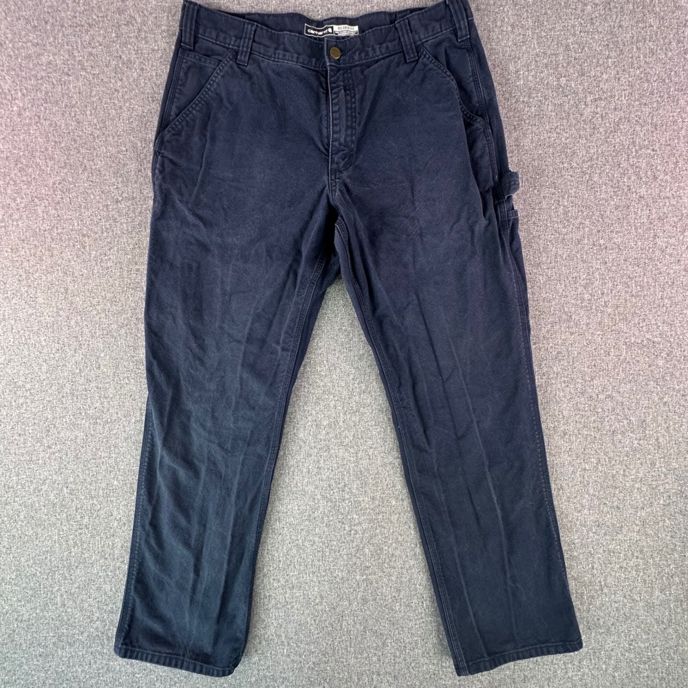 Carhartt Pants Mens 36x32 Rugged Flex Relaxed Fit Duck Utility Navy BN3279-M